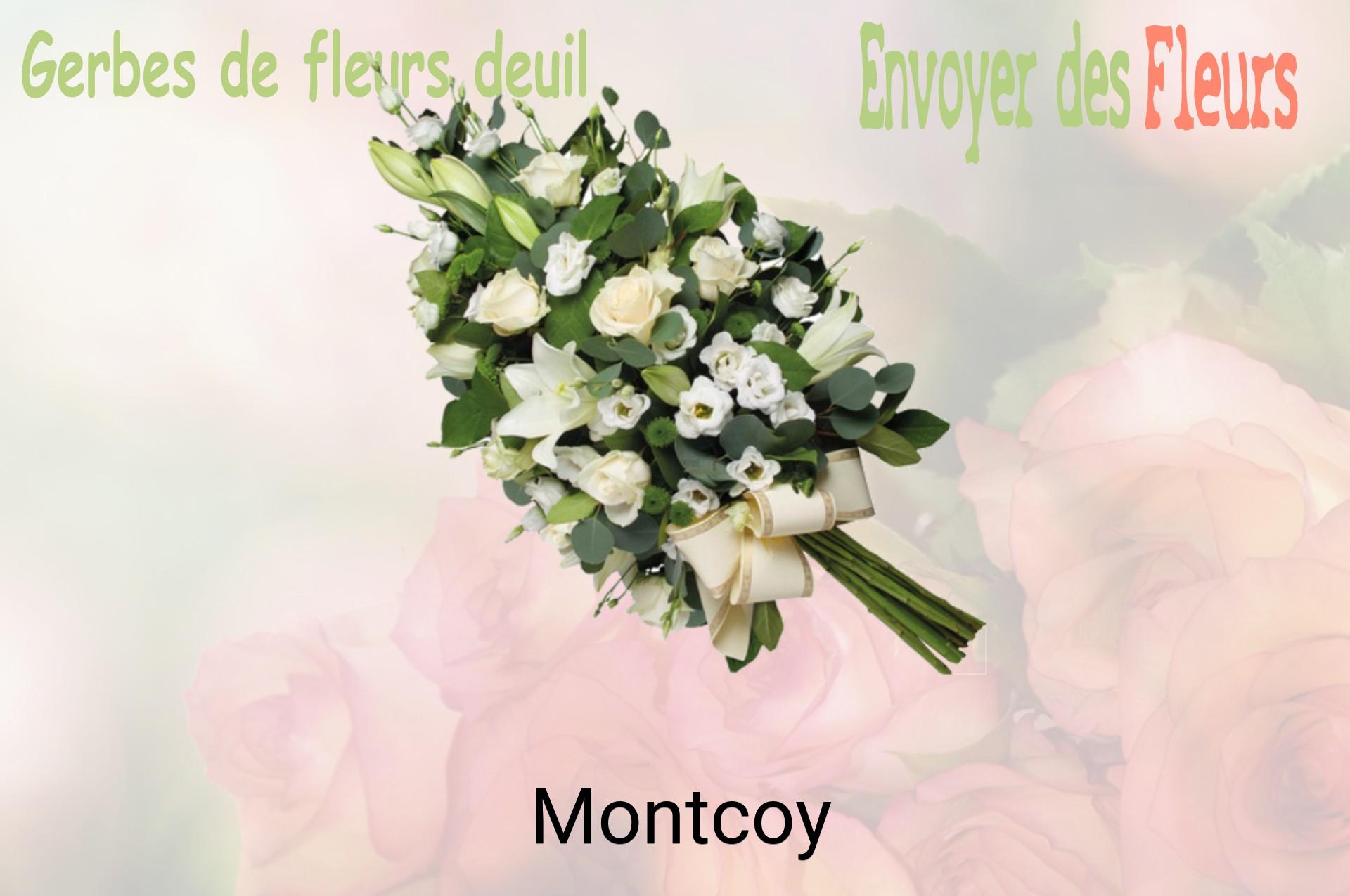 Gerbe de fleurs de deuil livrée à Montcoy